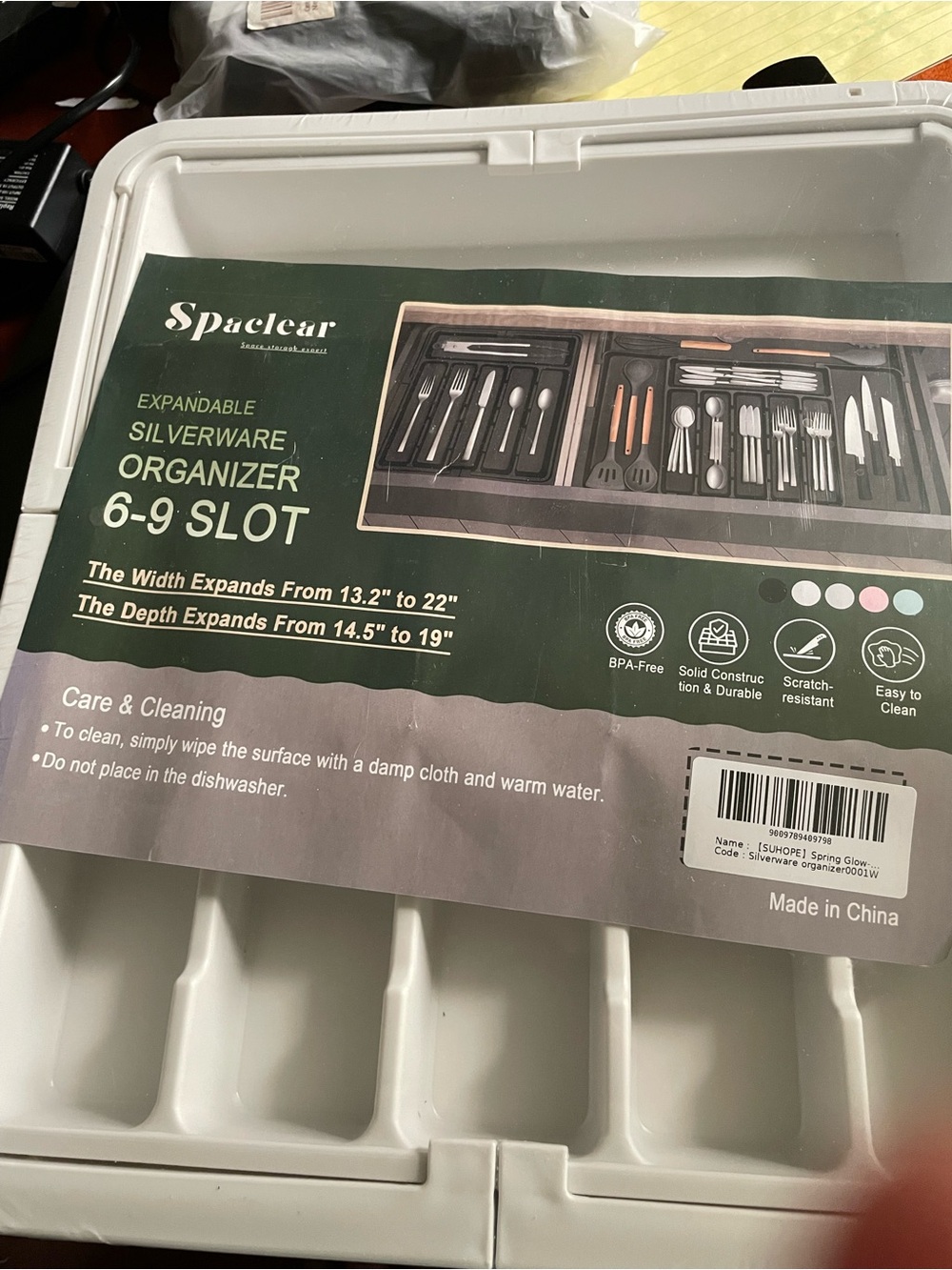 Expandable Silverware Organizer - White 6-9 Slot